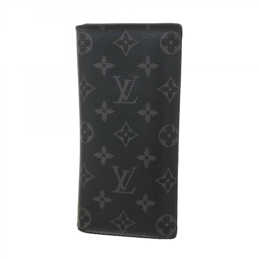 Louis Vuitton Monogram Eclipse Portefeuille Brazza Long Wallet M61697 Black M...